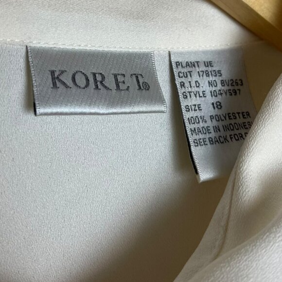 Vintage Koret Size 18 Pleated Long Sleeve Floral Embroidery Blouse Cream Purple - Picture 6 of 6